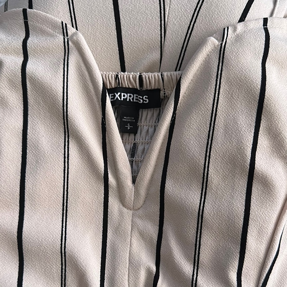 Striped Cream Jumpsuit - Picture 4 of 4
